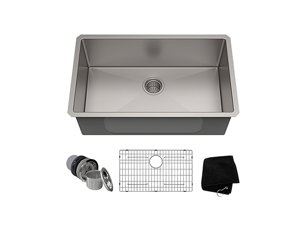 KMan 30 Inch Undermount Single Bowl 16b Gauge Stainless Steel Kitchen Sink